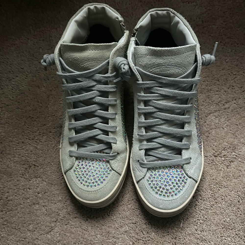 P448 Skate Strass Rhinestone Embellished High-Top Zip Sneakers